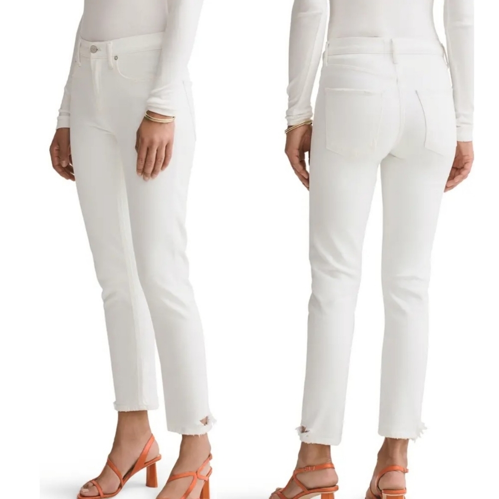 Agolde | Toni Distressed Ankle Straight Leg Jean in Glowed White Women's Size 27